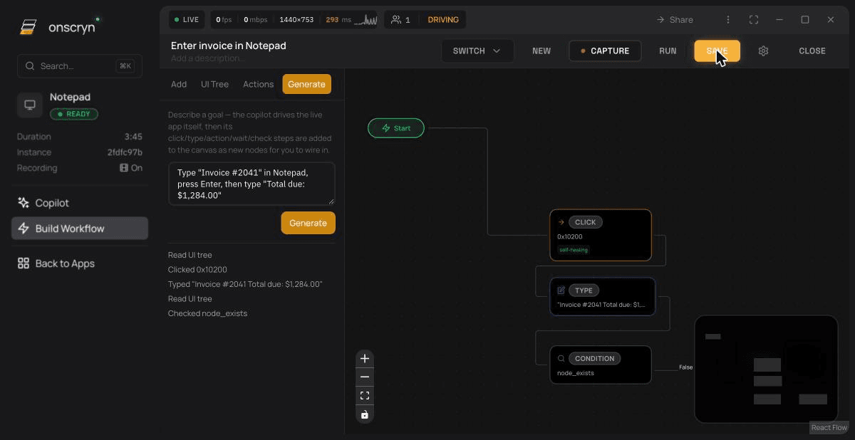 The Onscryn workflow builder